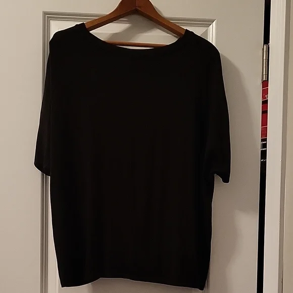 Joan Vass Black Tie Front Relaxed Blouse - Picture 4 of 6